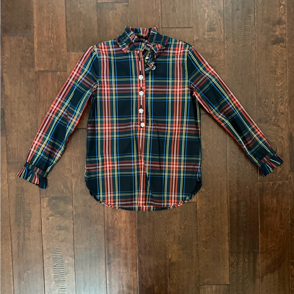 J. Crew Multicolor Plaid Button Down Shirt size 0